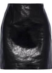 Theory Woman Textured-leather Mini Skirt Black