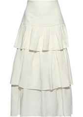 Theory Woman Tiered Linen Midi Skirt White