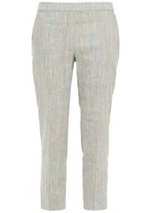 Theory Woman Treeca Cropped Mélange Linen-blend Slim-leg Pants Multicolor