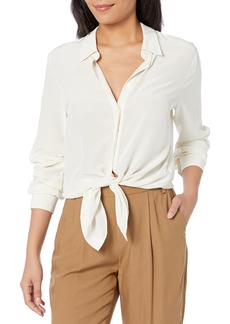 Theory Women's Button-Down Tie-Waist Blouse Off White