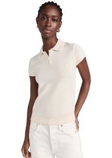 Theory Women's Cap Sleeve Polo Off White L
