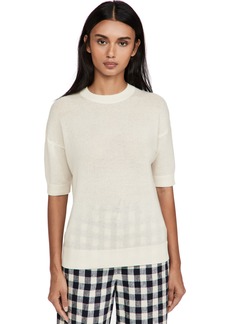 Theory Women's Cashmere Short Sleeve Easy Pull Over  Off White M