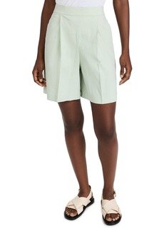 Theory Women's Pleated Pull On Shorts  Green S