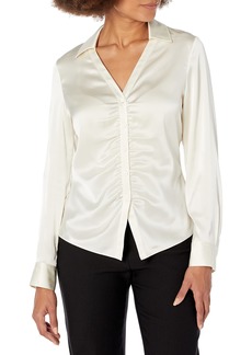 Theory womens Ruched Button-down Shirt Blouse   US