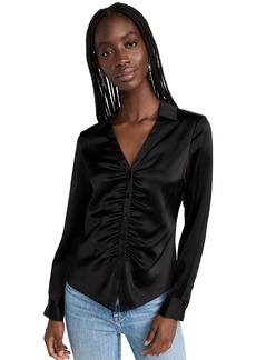 Theory Women's Ruched Button Down Shirt  M