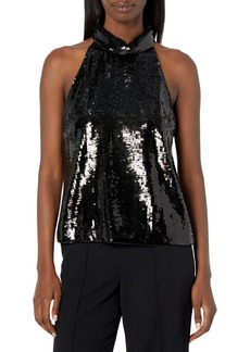 Theory Women's Sequin Rolled-Neck Halter Top