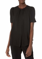 Theory Women Short Sleeve Ruched Blouse