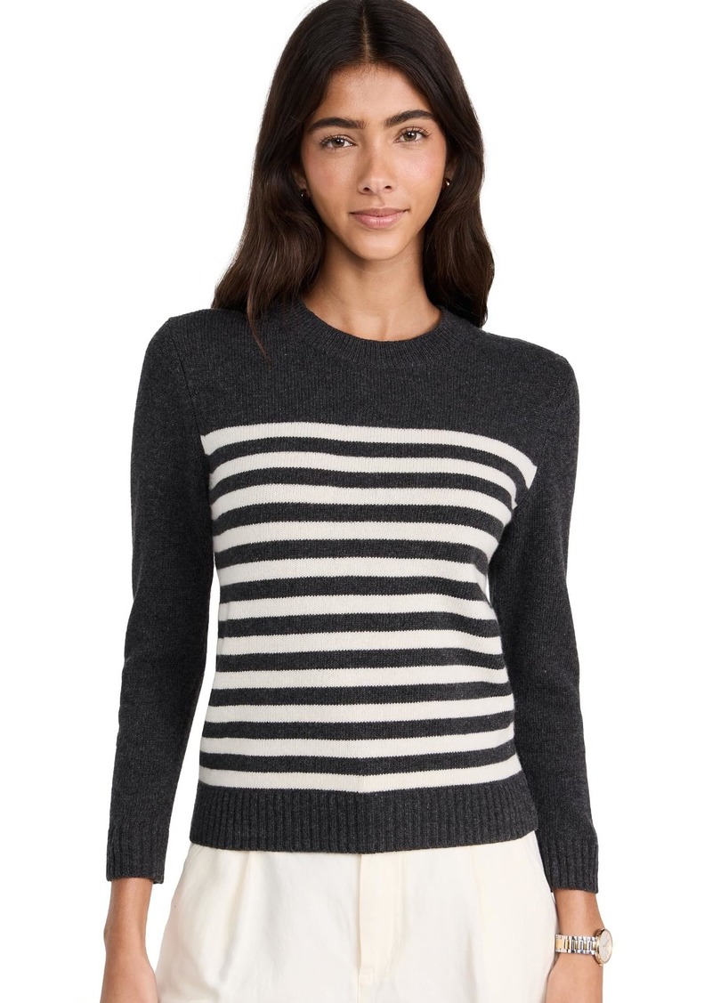 Theory Women's Shrunken Crew Sweater  Black Stripe M