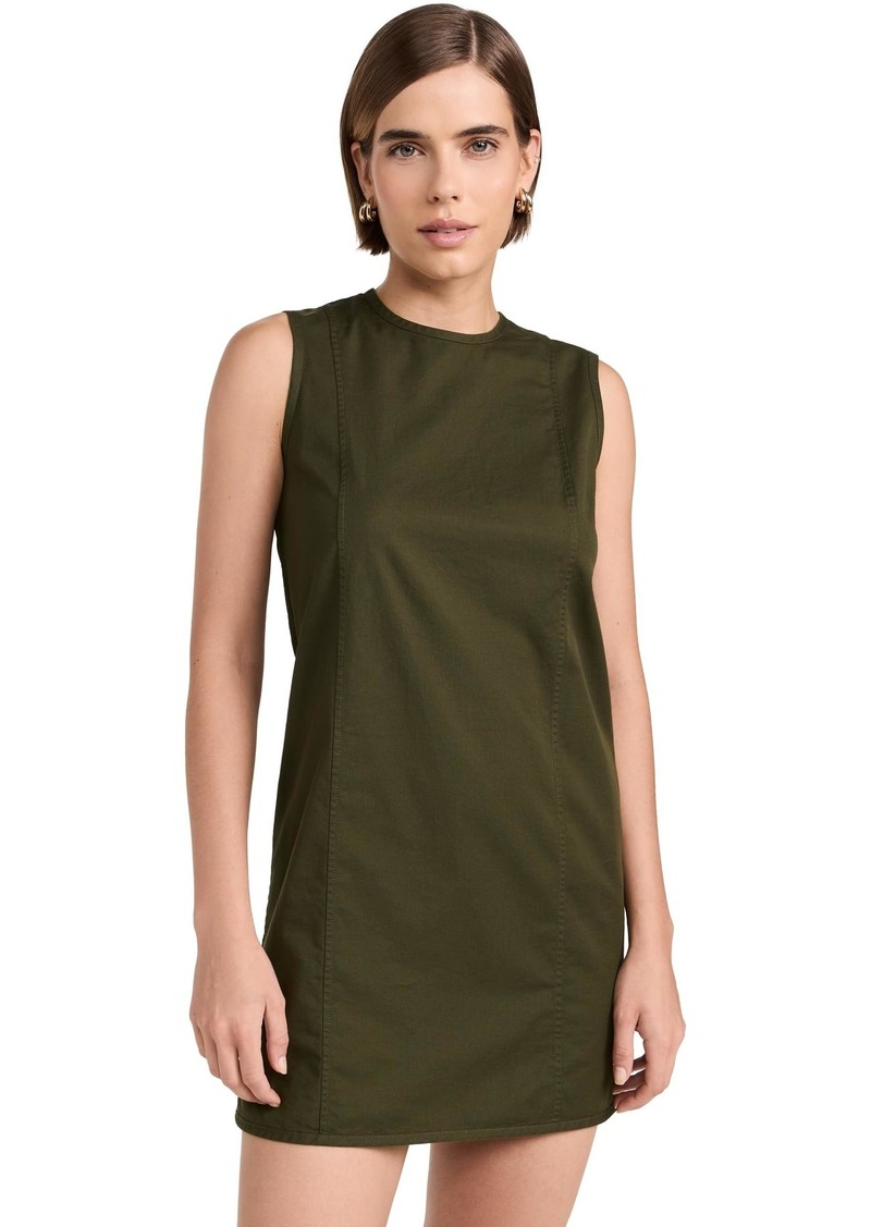 Theory Women's Sleeveless High Crew Dress  Green