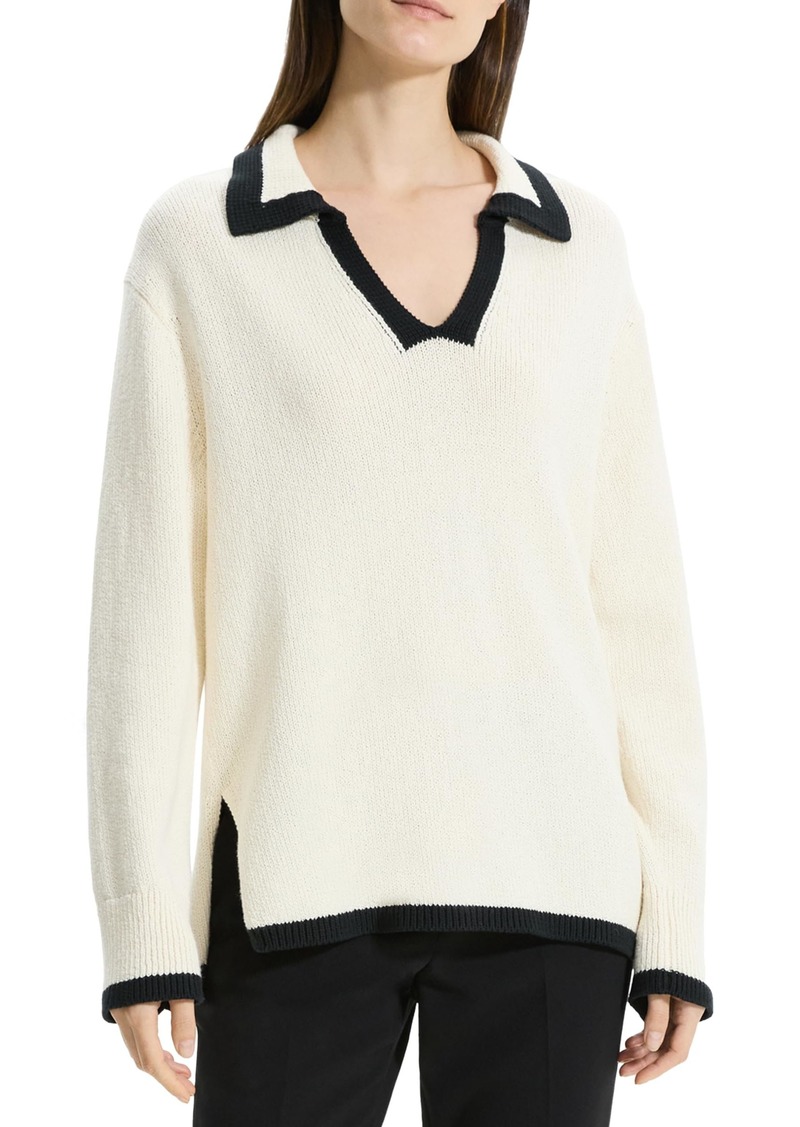 Theory Women's Textured Longsleeve Pullover Sweater Off White