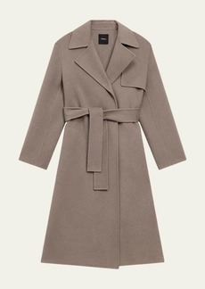 Theory Wool & Cashmere Long Wrap Trench Coat