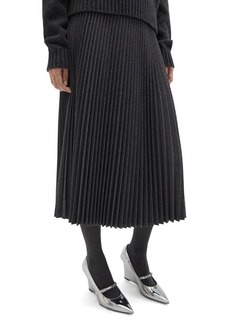 Theory Wool Blend Pleated Midi Skirt