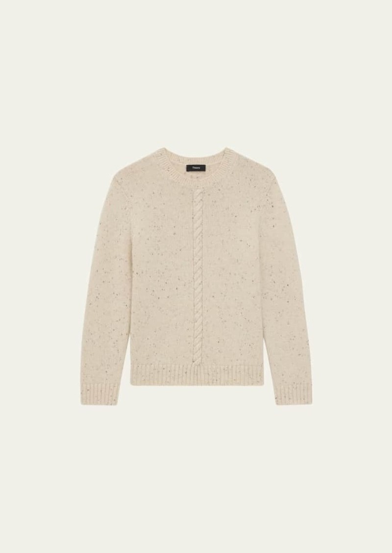 Theory Wool-Cashmere Shrunken Donegal Cable-Knit Sweater