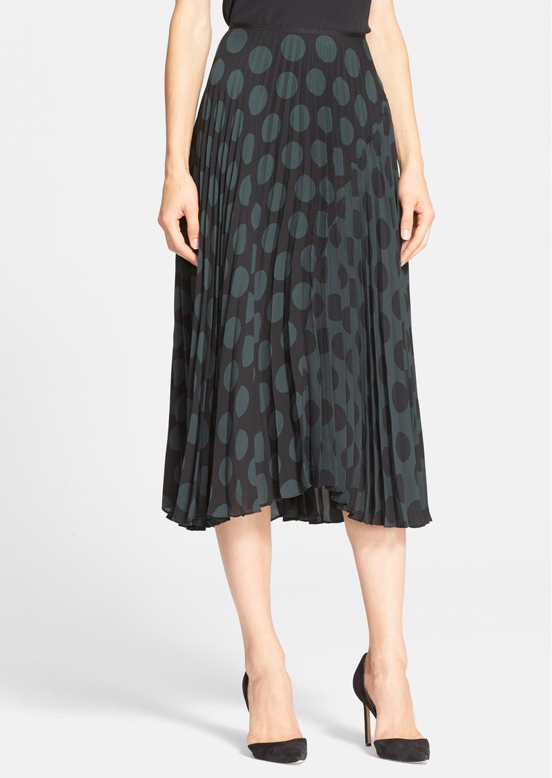 Theory Theory 'Zeyn' Dot Print Pleated Silk Midi Skirt | Skirts