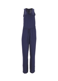 Theory Zinena Sleeveless Drawstring Jumpsuit in Navy Blue Silk