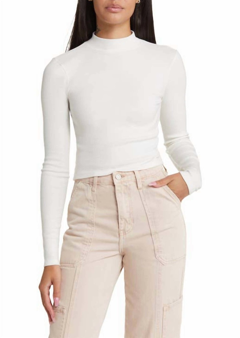 Theory Thin Ribbed Knit Turtle Mock Neck Long Sleeve Top In Ivory