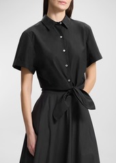 Theory Tie-Front Short-Sleeve Blouse