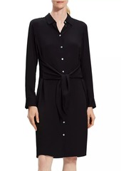 Theory Tie-Front Silk Shirtdress