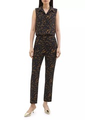 Theory Tortoiseshell Crepe Cropped Polo Top