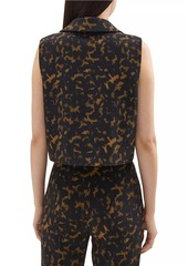 Theory Tortoiseshell Crepe Cropped Polo Top