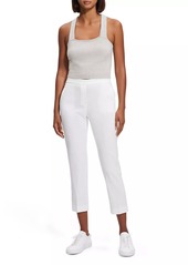 Theory Treeca Linen Slim-Leg Cropped Pants