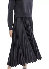 Theory Turtleneck Wool-Blend Pleated Sweaterdress