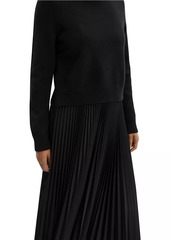 Theory Turtleneck Wool-Blend Pleated Sweaterdress