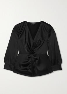 Theory Twist-front Satin Blouse