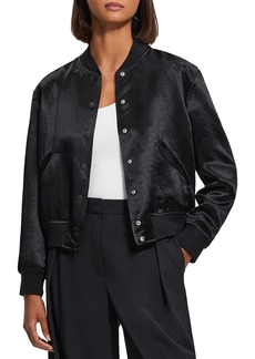 Theory Varsity Womens Satin Glossy Bomber Jacket