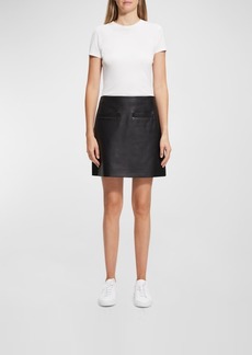 Theory Welt-Pocket Nappa Leather Mini Skirt