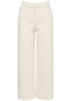 Theory Wide Cropped Cotton Blend Jeans