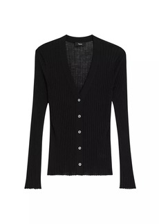 Theory Wide-Ribbed Wool Cardigan