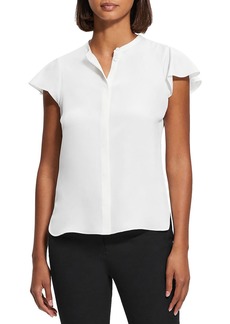 Theory Womens Banded Collar Button Down Blouse