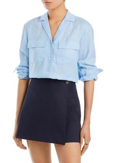 Theory Womens Collared 100% Linen Button-Down Top