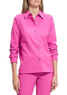 Theory Womens Collared Button Sleeve Button-Down Top