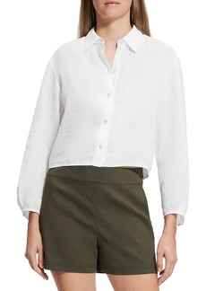 Theory Womens Collared Cropped Button-Down Top