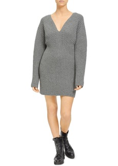 Theory Womens Double V Knit Sweaterdress