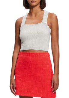 Theory Womens Ribbed Trim Square Neck Cropped
