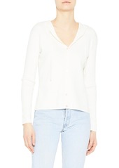 Theory Cotton Hooded Cardigan Sweater in Ivory at Nordstrom