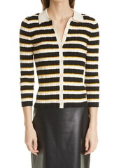 Theory Hudson Stripe Cardigan in Soap/Black/Amber at Nordstrom