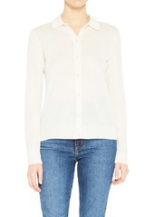 Theory Silk & Cashmere Blend Polo Cardigan in Ivory at Nordstrom