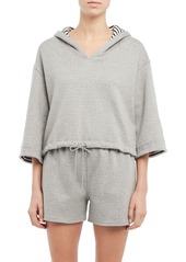 Theory Three-Quarter Sleeve Hoodie in Grey/Ivory at Nordstrom