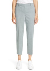 Theory Treeca 4 Wool Blend Crop Trousers in Blue Multi at Nordstrom