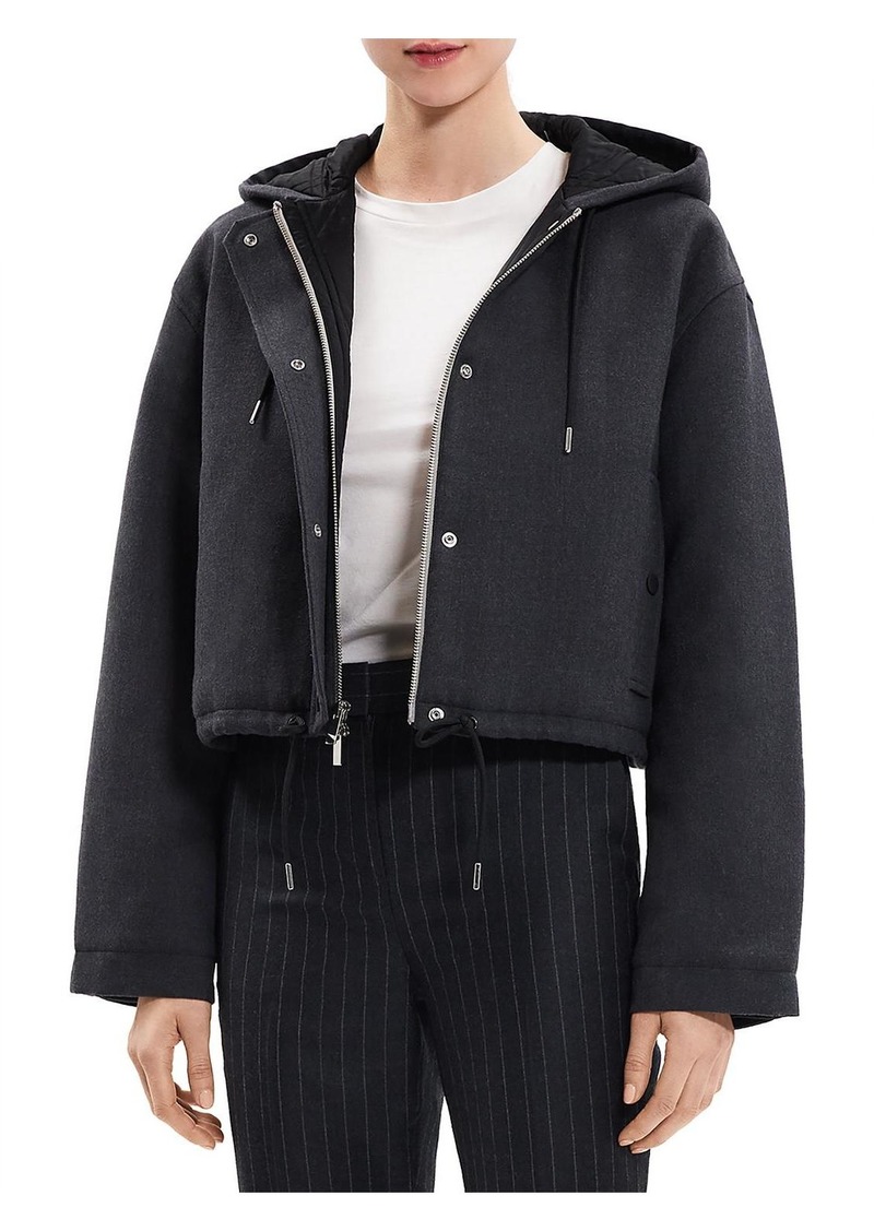 Theory Womens Wool Cropped Parka Coat