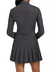 Theory Wool-Blend Pleated-Skirt Mini-Shirtdress