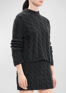 Theory Wool-Cashmere Mock-Neck Cable Sweater