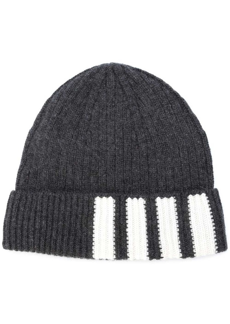 Thom Browne 4-Bar Stripe Cashmere Rib Hat