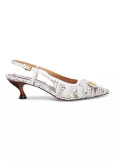 Thom Browne Anchor Button 50MM Tweed Slingback Pumps