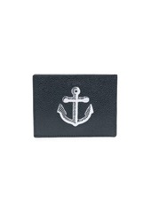 Thom Browne Anchor-embroidered leather cardholder