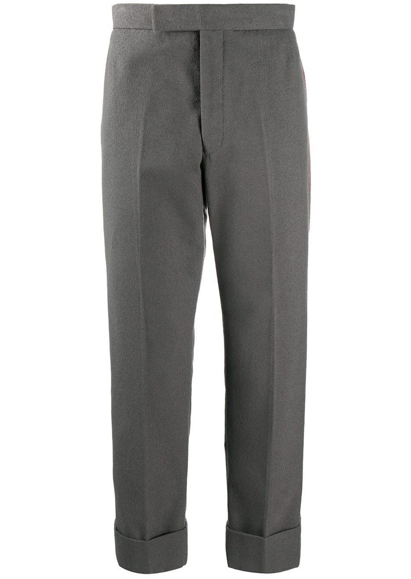 Thom Browne backstrap side-stripe cotton trousers